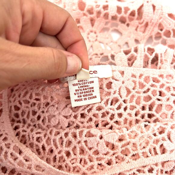 Sundance Baby Pink Lace Crochet Blouse Girly Feminine Small Top Knit Delicate - Picture 4 of 8